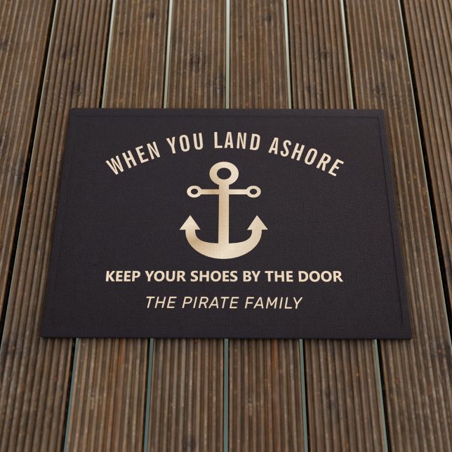 Black and Gold Anchor Nautical Welcome Doormat (Creator Uploaded)