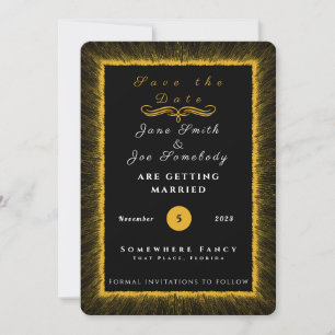 Black and Gold and monogram Save The Date