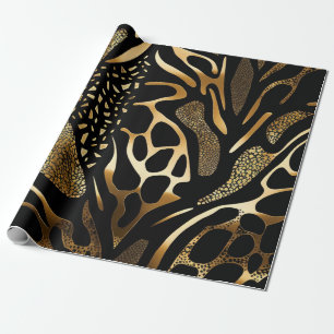 Black and Gold Animal Print (10) Wrapping Paper
