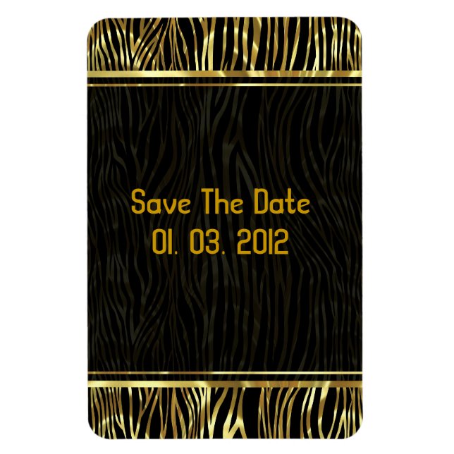 Black And Gold Animal Print  Zebra Pattern Magnet (Vertical)
