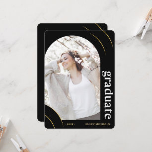 Black and Gold Arch Photo Graduation Party Invitation
