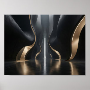 Black and Gold Architectural Passage Luxury Canvas Poster