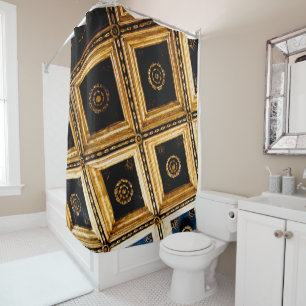 Black and Gold Architecture Shower Curtain