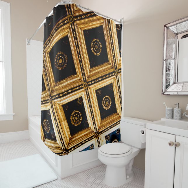 Black and Gold Architecture  Shower Curtain (In Situ)