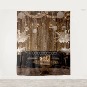Black and Gold Art Deco Back Drop Great Gatsby Tapestry