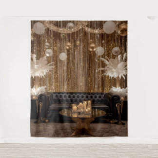 Black and Gold Art Deco Back Drop Great Gatsby Tapestry