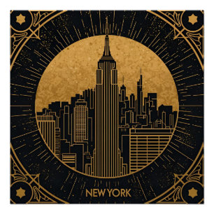 Black and Gold Art Deco Backdrop Poster