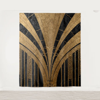 Black and Gold Art Deco Backdrop Tapestry