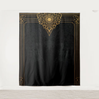 Black and Gold Art Deco Backdrop Tapestry