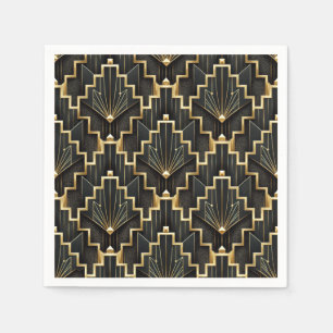 Black and Gold Art Deco Design Napkin