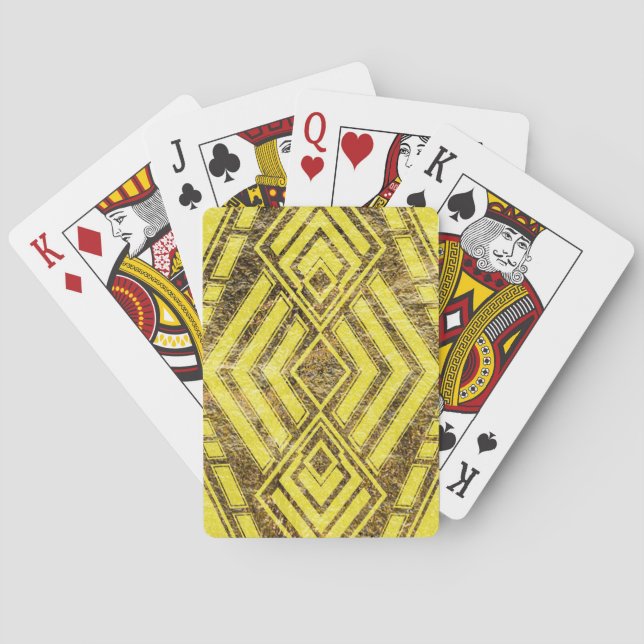 black and gold art deco graphic playing cards (Back)