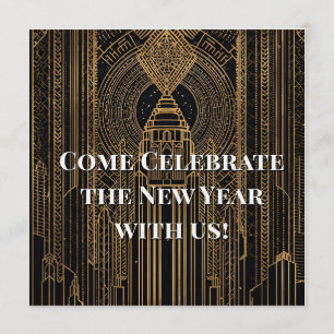 Black and Gold Art Deco Invitation