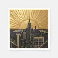 Black and Gold Art Deco Paper Napkins