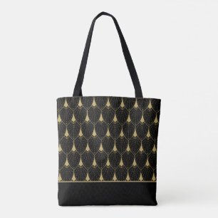 Black and gold art-deco pattern 13 tote bag