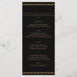 Black and Gold Art Deco Peacock Wedding Menu