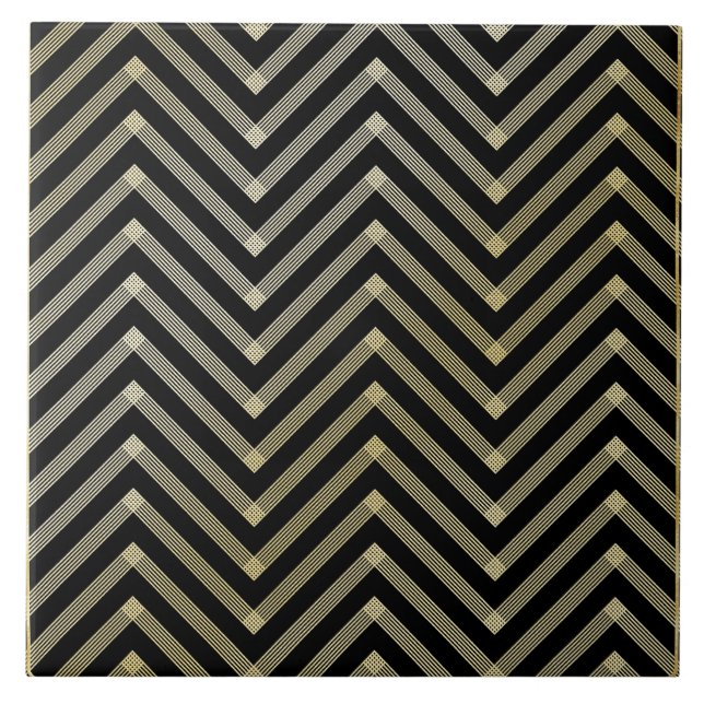Black and Gold Art Deco Tile (Front)