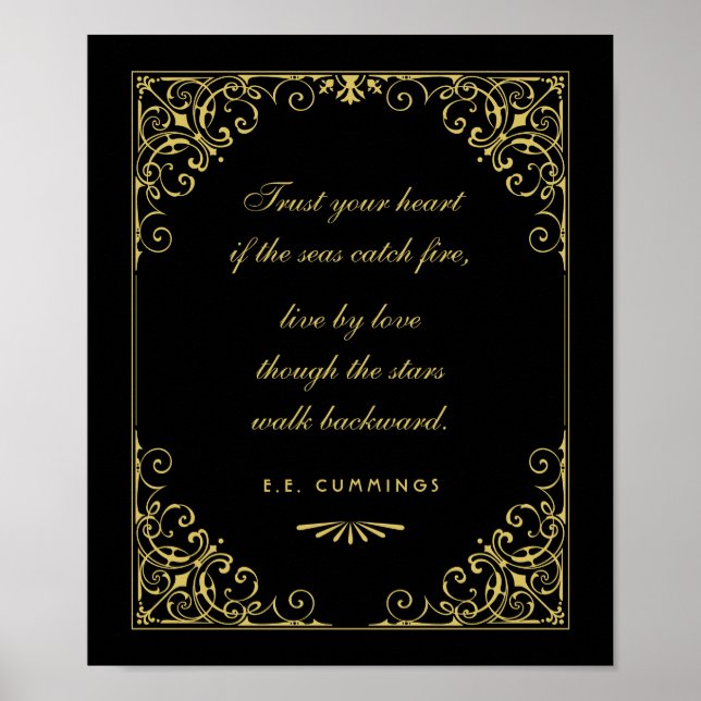 Black and Gold Art Deco Wedding Love Quote Poster (Front)