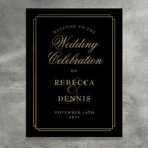Black And Gold Art Deco Wedding Welcome Sign