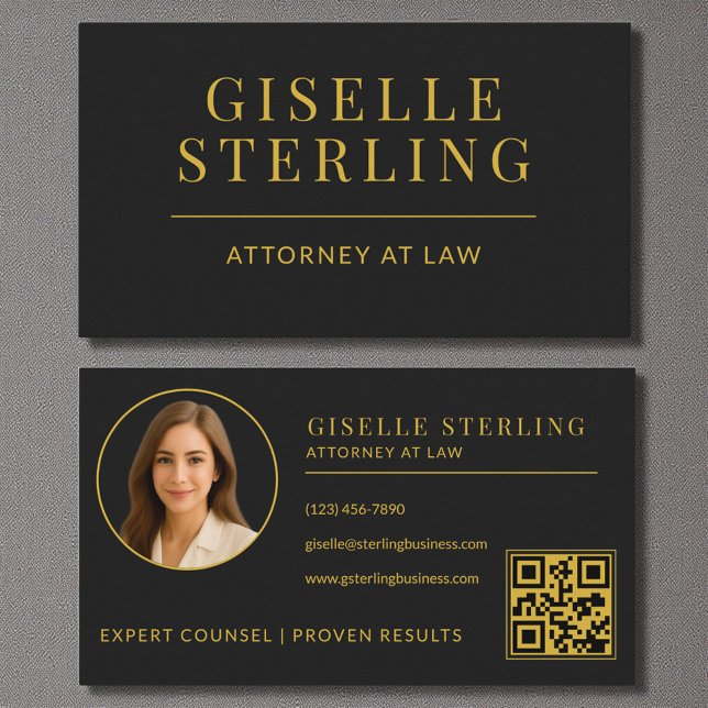 Black and Gold Attorney at Law QR Code Business Card (Creator Uploaded)