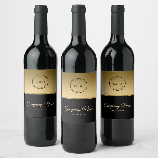 Black And Gold Background Logo Wine Label (Bottles)