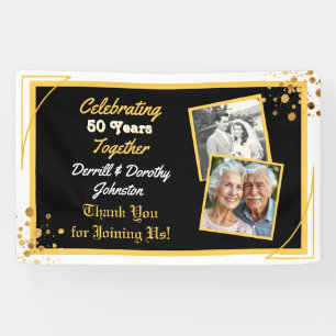Black and Gold Balloons 50th Anniversary Banner