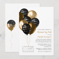 Black and Gold Balloons Bridal Shower by Mail