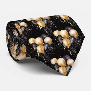 Black and Gold Balloons Neck Tie