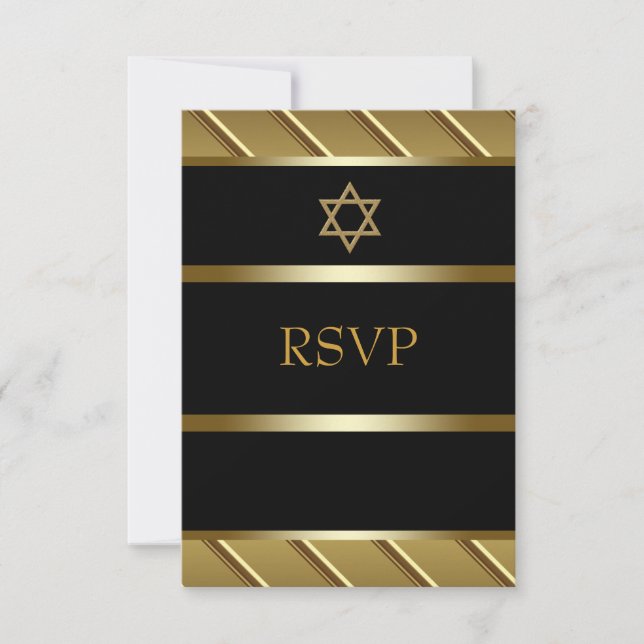 Black and Gold Bar Mitzvah RSVP (Front)