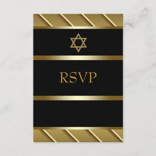 Black and Gold Bar Mitzvah RSVP Card