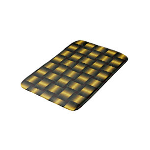 Black and Gold Bath Mat with Golden Lattice