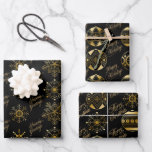 Black And Gold Baubles And Snowflakes Christmas Wrapping Paper Sheet<br><div class="desc">This is an elegant set of 3 Christmas wrapping papers featuring baubles and snowflakes in black and gold with the words,  "Season's Greetings",  "Happy Holidays" and "Merry Christmas".</div>