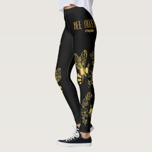 Black and Gold Bee Awesome Leggings