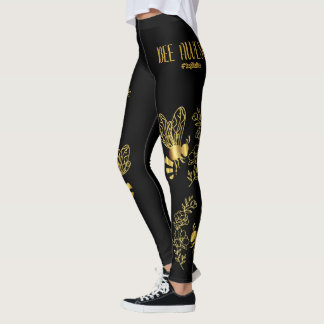 Black and Gold Bee Awesome Leggings