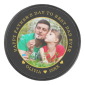 Black And Gold Best Dad Ever Father's Day Photo Hockey Puck (Front)