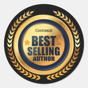 Black And Gold Best Selling Author Classic Round Sticker