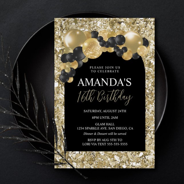 Black and Gold Birthday Invitation (Creator Uploaded)