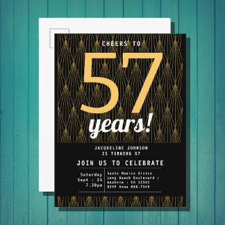 Black And Gold Birthday Invitation Postcard
