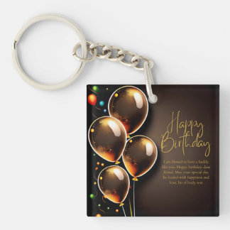 Black and Gold Birthday Key Ring