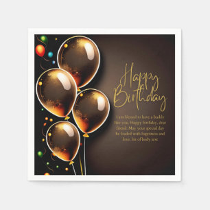 Black and Gold Birthday Napkin