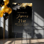 Black and Gold Birthday Party Event Welcome Sign<br><div class="desc">Set the tone for your sophisticated celebration with a stylish Black and Gold Birthday Party Event Welcome Sign. Featuring sleek typography and shimmering accents, this design exudes elegance and modernity, perfect for any milestone birthday or grand occasion. Personalise it with the celebrant’s name and details to create a memorable first...</div>