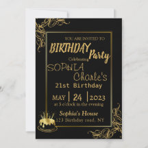 Black and Gold Birthday party Invitation