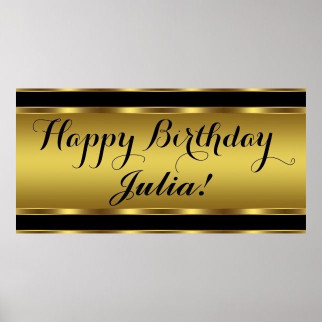 Black and Gold Birthday Poster (Front)