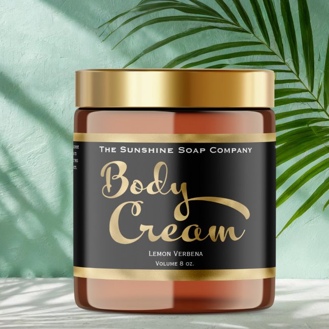 Black and Gold Body Cream Jar Label (Creator Uploaded)