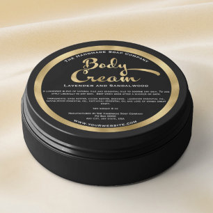 Black and Gold Body Cream Jar Label w Ingredients