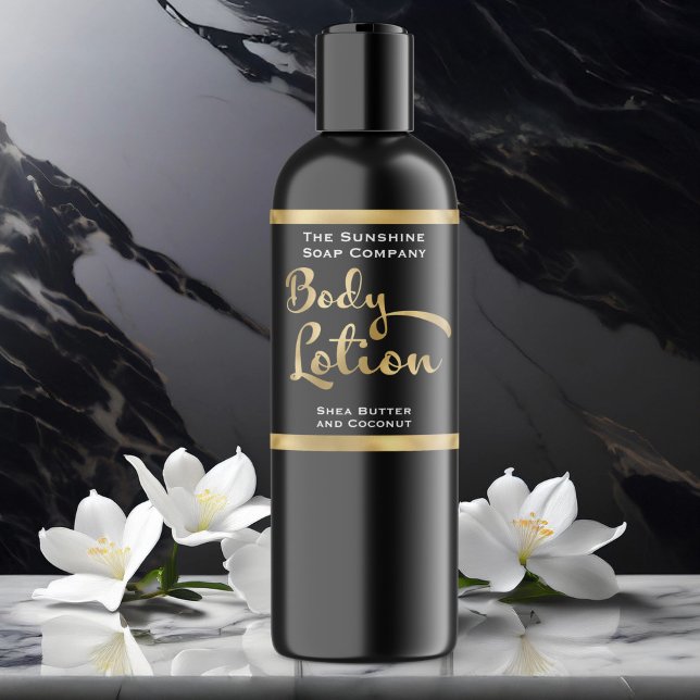 Black and Gold Body Lotion Bottle Label (Creator Uploaded)