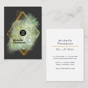 Black and Gold Bokeh Square Business Card