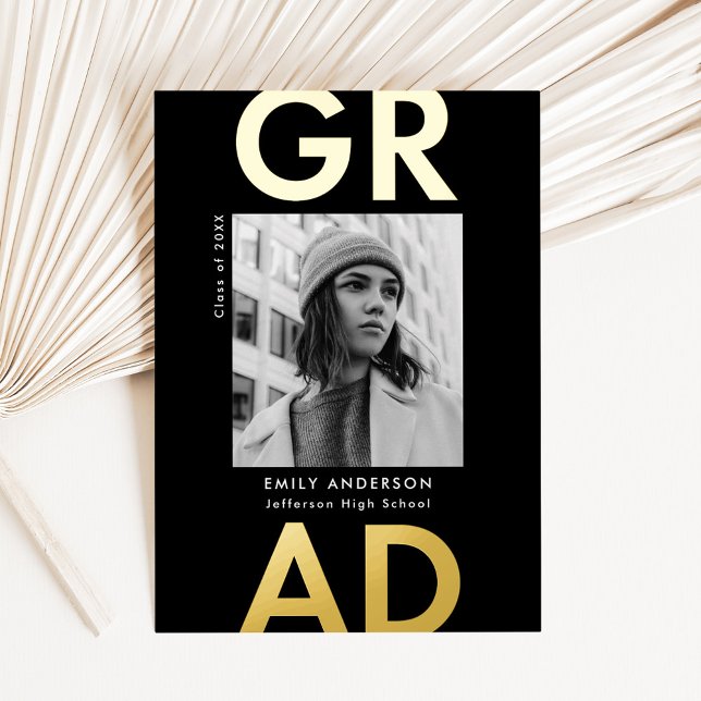 Black and Gold Bold Grad Photo Graduation (Creator Uploaded)