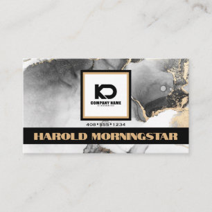 Black and Gold BOLD Square Logo and QR Code Business Card