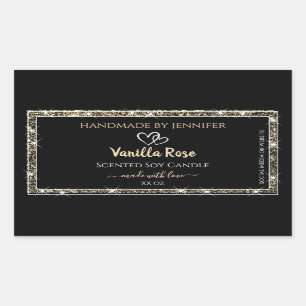 Black and Gold Border Glitter Stars Product Labels
