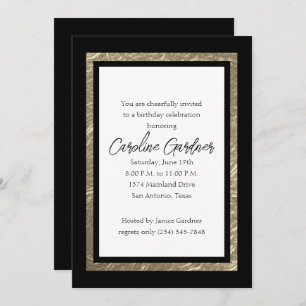 Black and Gold Bordered Birthday Invitation